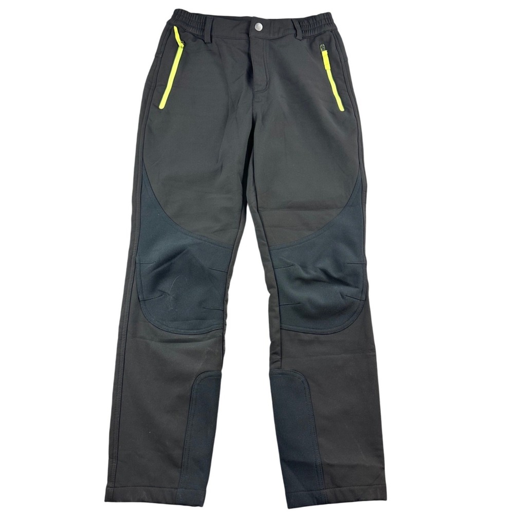 Outdoor Sports‎ Pants Men S Black Reinforced Knees Fleece Lined Zip Pockets